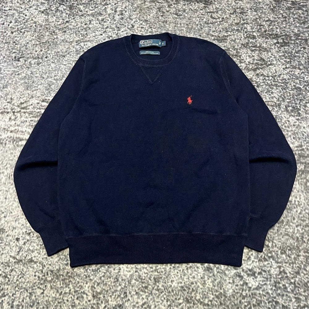 VTG Polo Ralph Lauren‎ Crewneck Sweatshirt Mens Small Navy Blue Small Pony